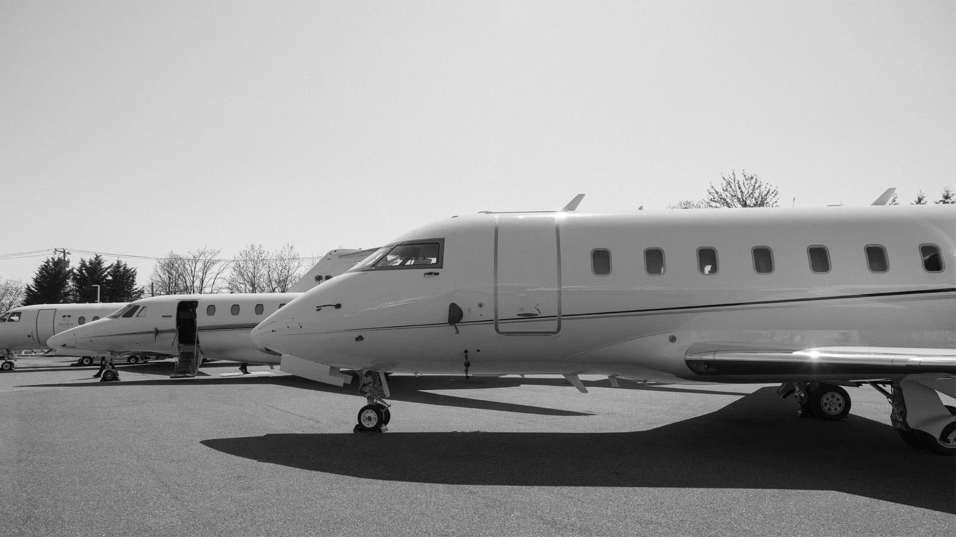 Private jet on runway